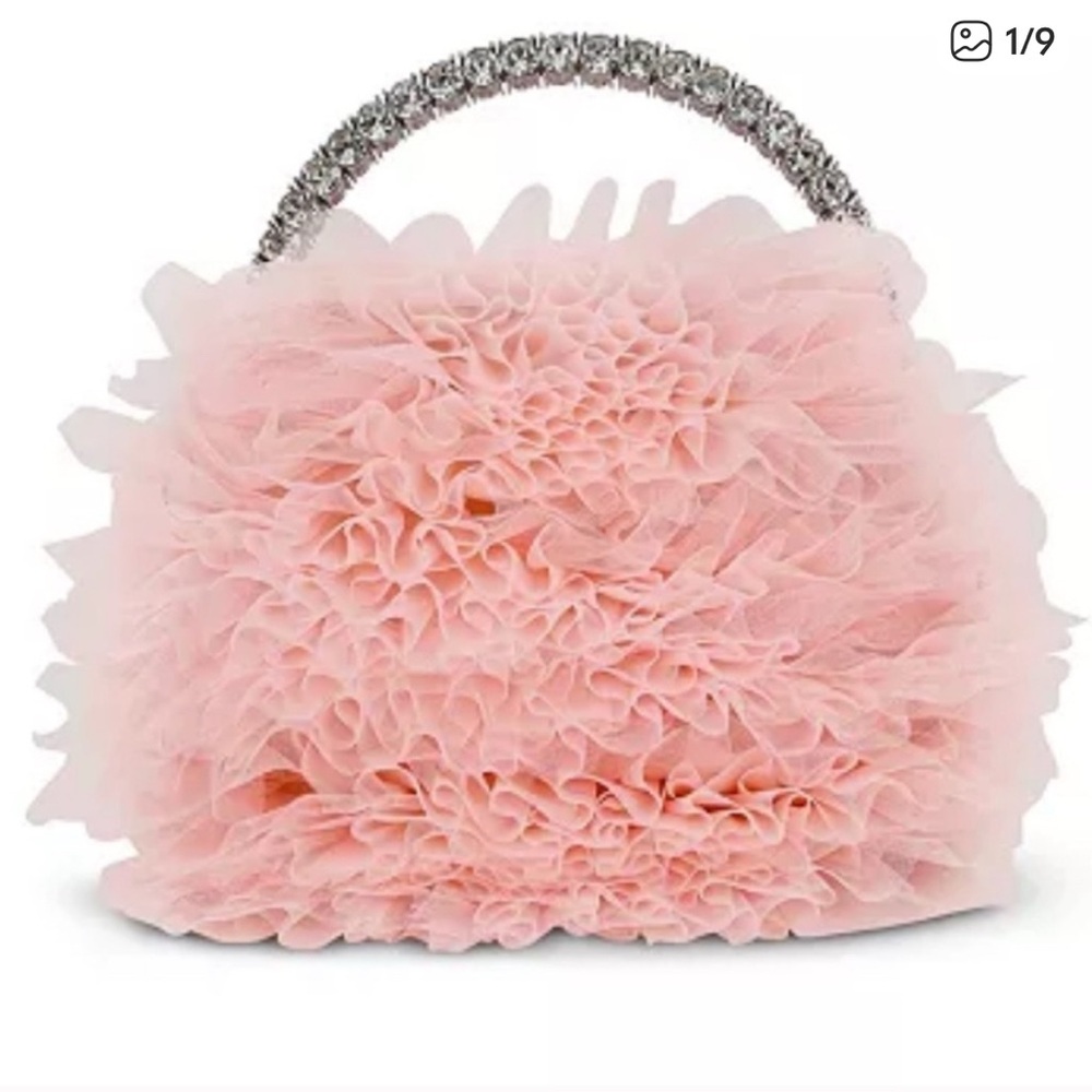 Jewel Badgley Mischka Pink Jazzie Ruffled Purse